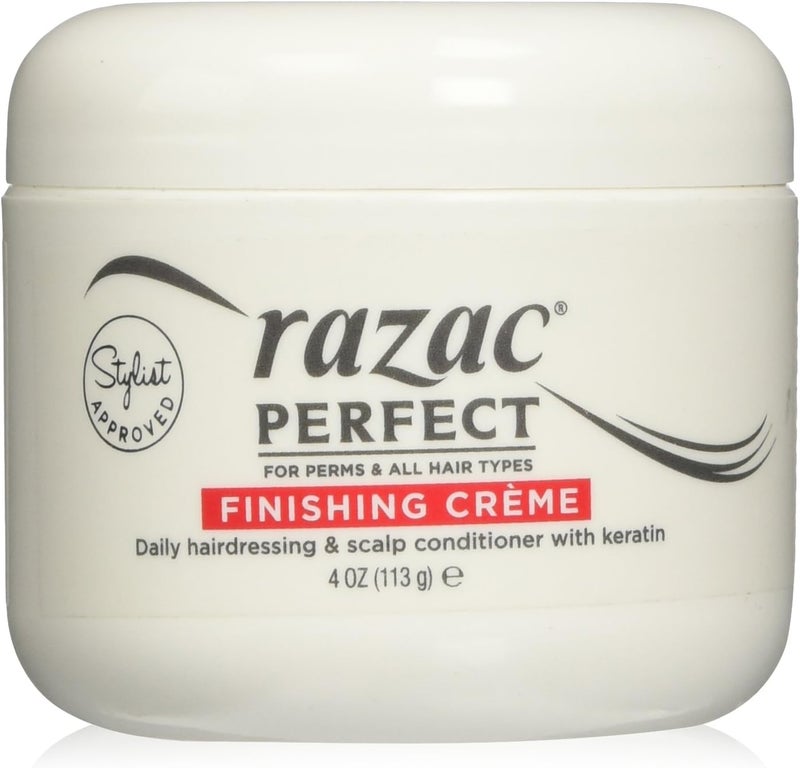 Razac Perfect Finishing Crème for Permed Hair - Daily Hairdressing & Scalp Conditioner with Keratin, 4 Ounce - Image 1